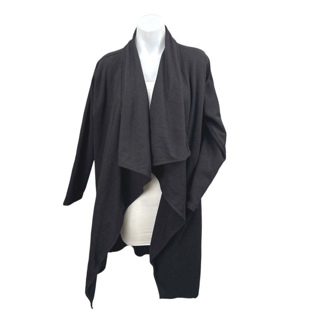 Breakout Black Draped Open Front Long Sleeve Asymmetric Cardigan Sweater Top M